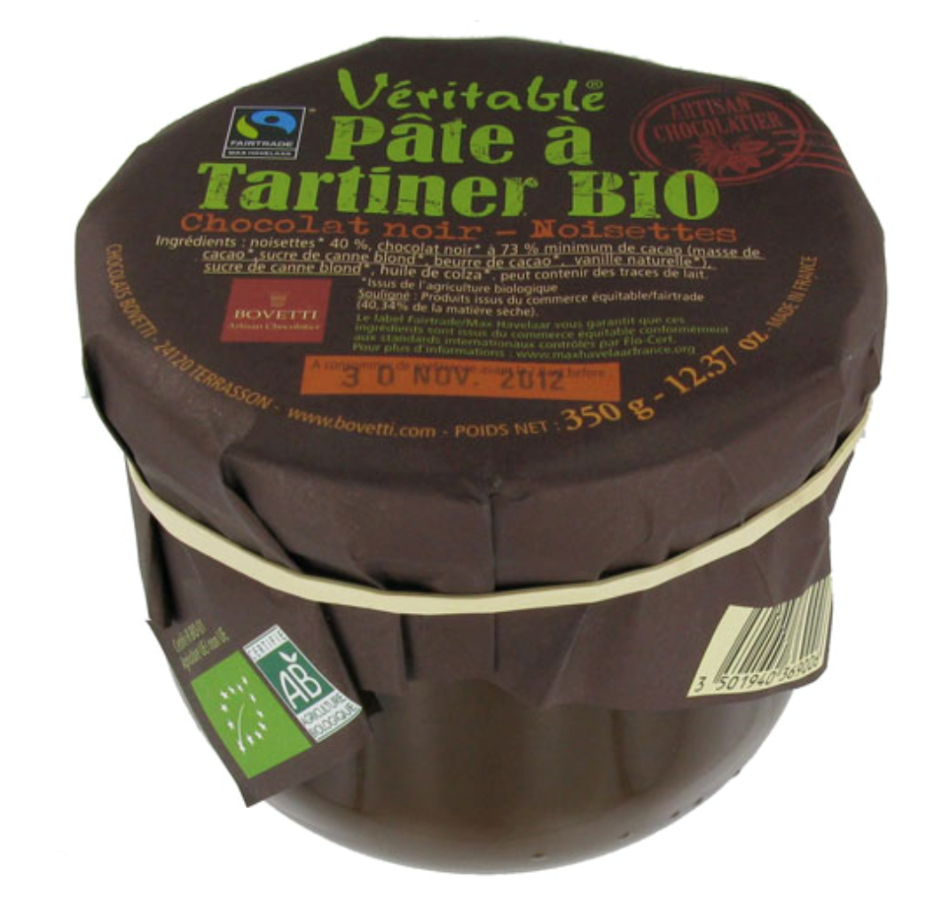 Pâte à tartiner bio chocolat noir Bovetti